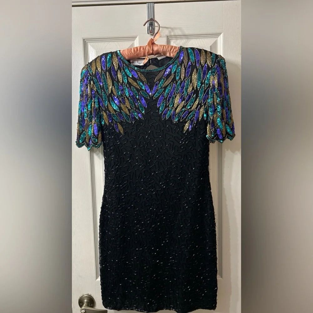 Lawrence kazar sequined vintage dress size PL